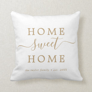 Minimalist Gold Home Sweet Home Housewarming Cushion