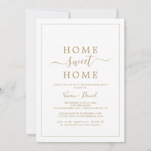 Minimalist Gold Home Sweet Home Housewarming Party Invitation