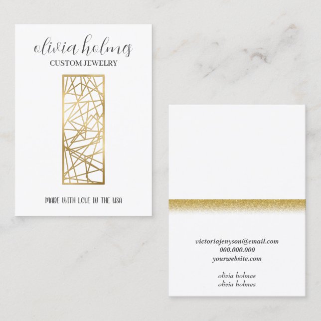Minimalist Gold,  Jewellery Business Card (Front/Back)