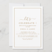 Minimalist Gold "Let's Celebrate" Invitation