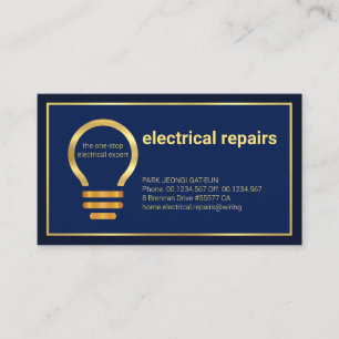 Minimalist Gold Line Frame Home Electrician Business Card