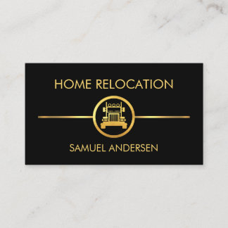 Minimalist Gold Line Truck Transport Business Card