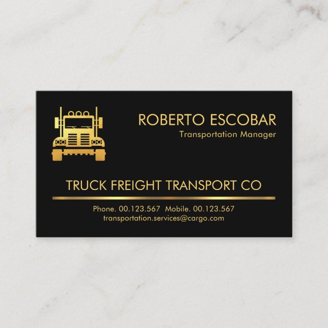 Minimalist Gold Line Trucking Business Card (Front)
