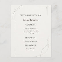 Minimalist Gold Line Wedding Details Card