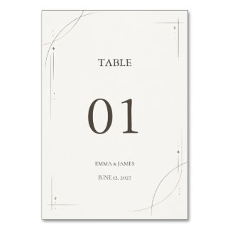 Minimalist Gold Line Wedding Table Number Card