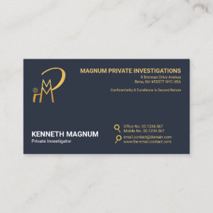 Minimalist Gold Magnifying Glass Buttons P I Business Card