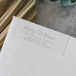 Minimalist Gold Merry Christmas Return Address Return Address Label<br><div class="desc">These minimalist gold Merry Christmas return address labels are perfect for a simple holiday card or invitation. The design features classic gold and white typography paired with a rustic yet elegant script font with hand lettered style.</div>
