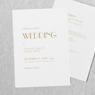 Minimalist Gold Modern Art Deco All In One Wedding Invitation