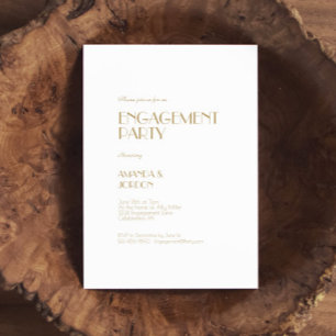 Minimalist Gold Modern Art Deco Engagement Party Invitation