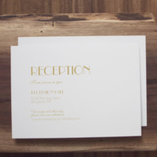 Minimalist Gold Modern Art Deco Reception Details Enclosure Card