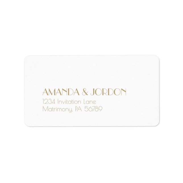Minimalist Gold Modern Art Deco RSVP Address Label (Front)
