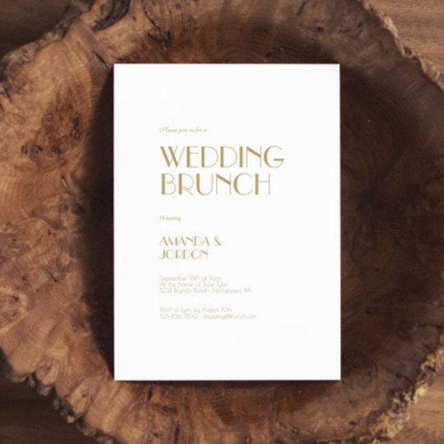 Minimalist Gold Modern Art Deco Wedding Brunch Invitation (Creator Uploaded)