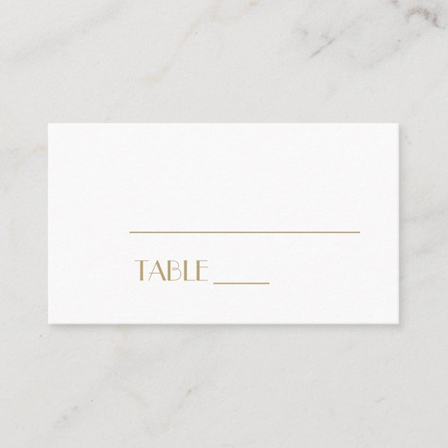 Minimalist Gold Modern Art Deco Wedding Place Card (Front)