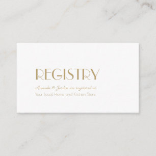 Minimalist Gold Modern Art Deco Wedding Registry Enclosure Card