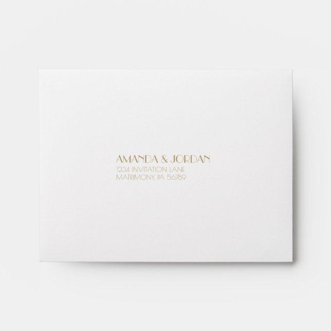 Minimalist Gold Modern Art Deco Wedding RSVP Envelope (Front)