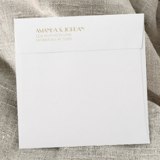 Minimalist Gold Modern Art Deco Wedding Square Envelope