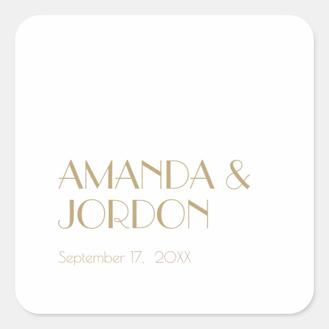 Minimalist Gold Modern Art Deco Wedding Sticker (Front)