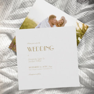 Minimalist Gold Modern Deco Square Photo Wedding Invitation
