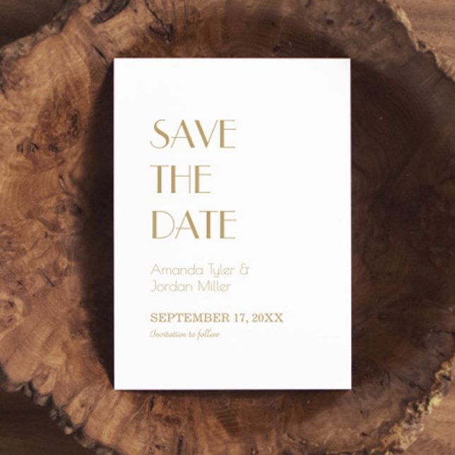 Minimalist Gold Modern Deco Wedding Save The Date (Creator Uploaded)