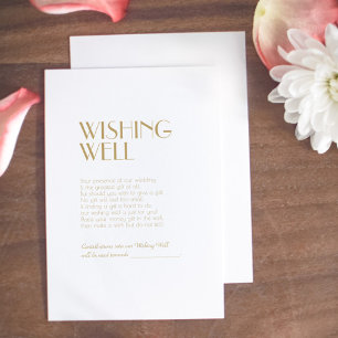 Minimalist Gold Modern Deco Wedding Wishing Well Enclosure Card
