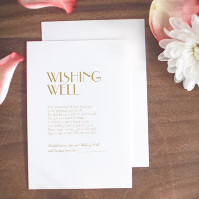 Minimalist Gold Modern Deco Wedding Wishing Well Enclosure Card (Creator Uploaded)