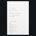 Minimalist Gold Modern Wedding Program<br><div class="desc">Elegant faux gold wedding program featuring a simple and minimal layout.  The left alignment gives this classic wedding program a modern element.  A minimal design that is great whether you are having a casual or a traditional / formal wedding.</div>