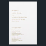 Minimalist Gold Modern Wedding Program<br><div class="desc">Elegant faux gold wedding program featuring a simple and minimal layout.  The left alignment gives this classic wedding program a modern element.  A minimal design that is great whether you are having a casual or a traditional / formal wedding.</div>