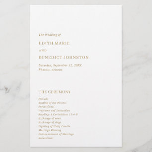 Minimalist Gold Modern Wedding Program Flyer