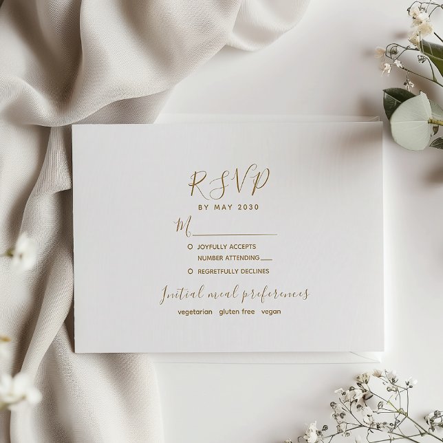 Minimalist Gold Modern Wedding RSVP Card (Creator Uploaded)