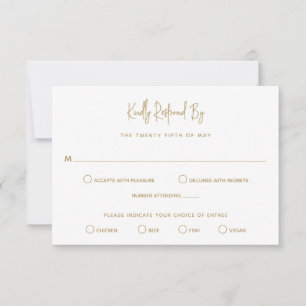 Minimalist Gold Modern Wedding RSVP Card