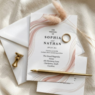 Minimalist Gold Monogram Elegant Modern Script Invitation