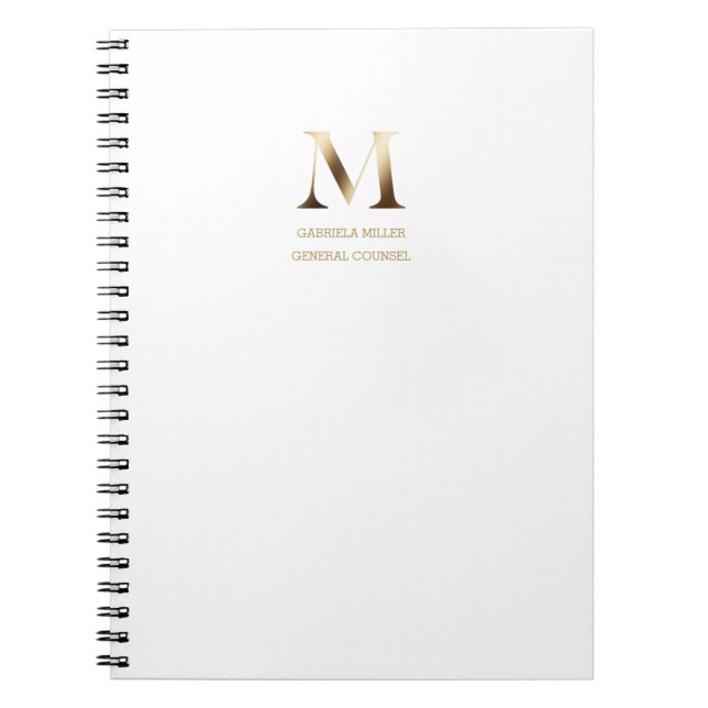 Minimalist Gold Monogram | White Notebook (Front)