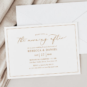 Minimalist Gold Morning After Wedding Brunch Invitation