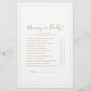 Minimalist Gold Mummy or Daddy Game