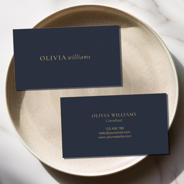 Minimalist Gold Navy Blue Simple Professional Business Card (Creator Uploaded)