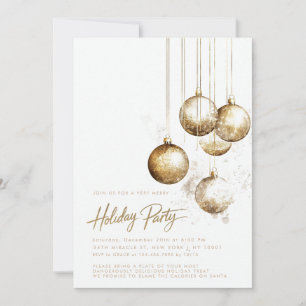 Minimalist Gold Ornaments Baubles Christmas Party Invitation