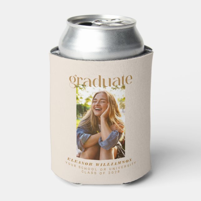 Minimalist Gold Photo Graduate Personalised Can Cooler (Can Front)