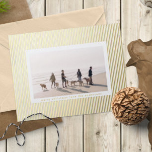 Minimalist Gold Pressed Pin Stripe Christmas Photo Foil Holiday Card