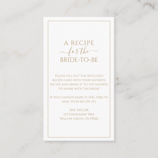 Minimalist Gold Recipe Request Card (Front)
