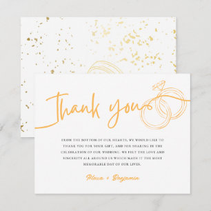 Minimalist Gold Rings Thank you Script Note Card