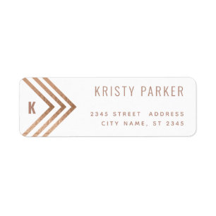 Minimalist gold rose geometrical monogram return address label