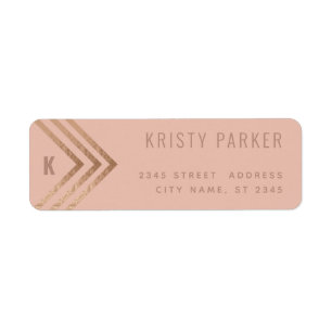 Minimalist gold rose geometrical monogram return address label