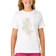 Minimalist Gold Rose Woman Line Art 