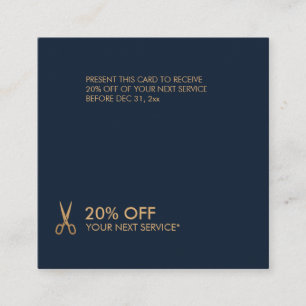 Minimalist Gold Scissors Hair Stylist Discount Square Business Card