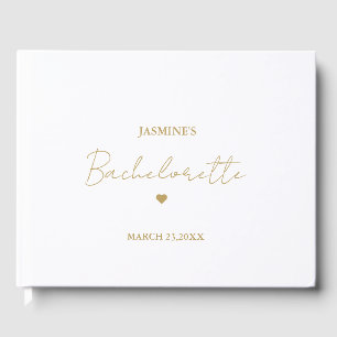 Minimalist Gold Script Bachelorette Party Guest Book