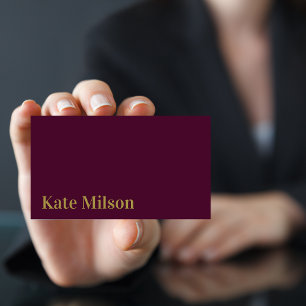 Minimalist Gold Script & Burgundy Professional   Business Card