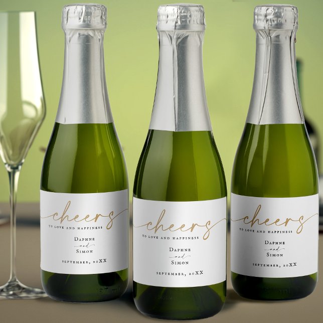 Minimalist Gold Script ELLE Mini Sparkling Wine La Label (Creator Uploaded)