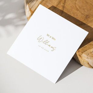 Minimalist Gold Script Mr. & Mrs. Wedding Napkins