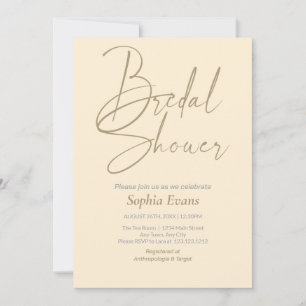 Minimalist Gold Silver Papaya Whip Bridal Shower Invitation