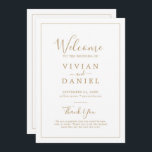 Minimalist Gold Simple Printable Wedding Program<br><div class="desc">This minimalist gold simple printable wedding program is perfect for a simple wedding. The modern romantic design features classic gold and white typography paired with a rustic yet elegant calligraphy with vintage hand lettered style. Customisable in any colour. Keep the design simple and elegant, as is, or personalise it by...</div>